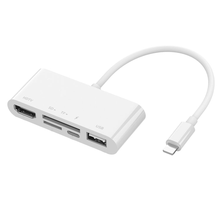 75215 5 in 1 da 8 pin a HDMI + slot per scheda SD + slot per scheda TF + USB + porta di ricarica a 8 pin Convertitore video HD, 75215 75215 5 in 1 da 8 pin a HDMI + slot per scheda SD + slot per scheda TF + USB + porta di ricarica a 8 pin Convertitore video HD, 75215